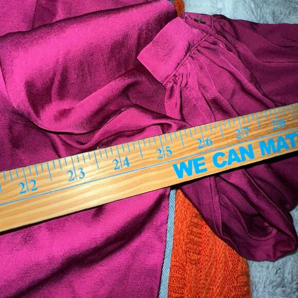 Banana Republic wrap, tunic blouse plus size 2X satin fuchsia pink - Picture 8 of 9